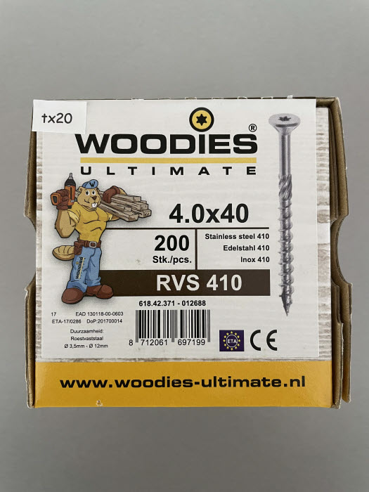 Woodies schroeven RVS 4.0 x 40 mm 200